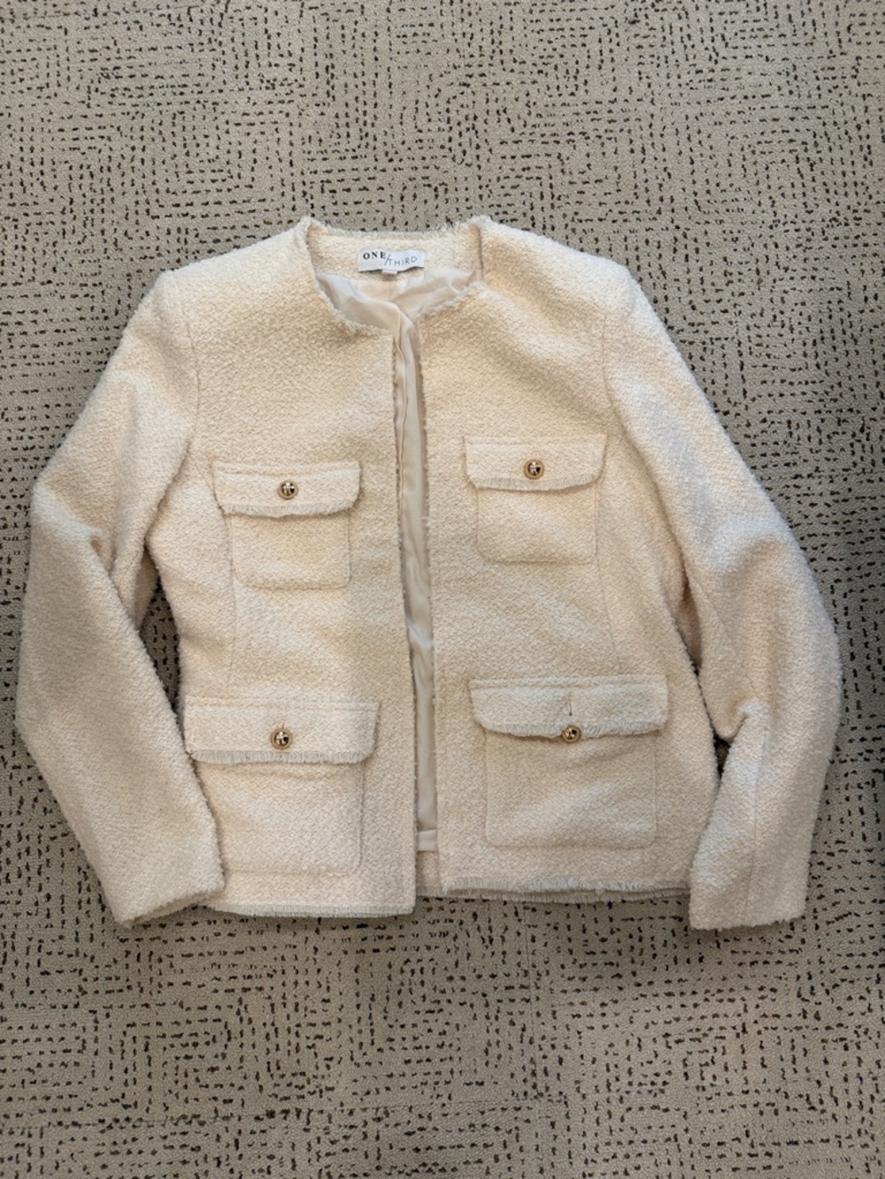 Cream Bouclé Pocket Blazer - Women's